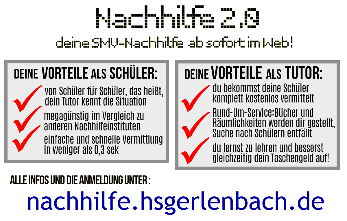 Nachhilfe 2.0 - Deine Nachhilfe im Netz. www.nachhilfe.hsgerlenbach.de